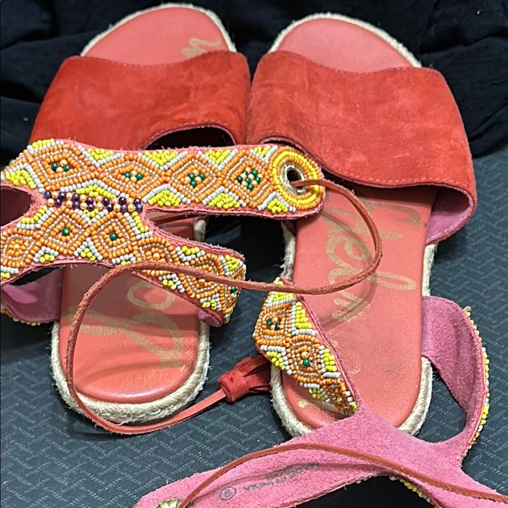 Red Espadrilles with Adjustable Ankle Strap and Soft Fabric - Picture 3 of 7